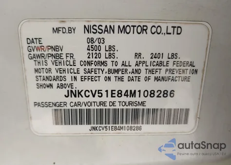 2004 Infiniti G35 from USA, damaged, VIN JNKCV51E84M108286